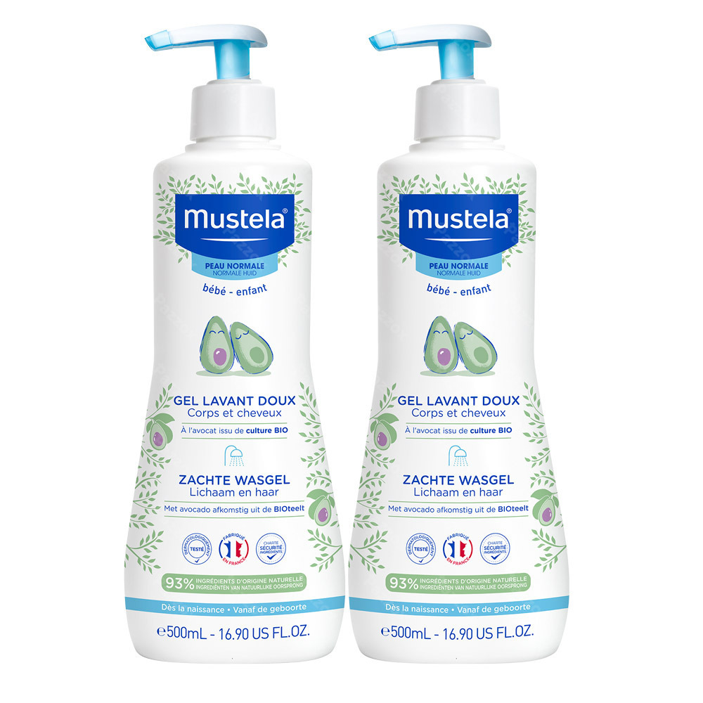 Mustela Baby Zachte wasgel 500ml 1+1 Gratis