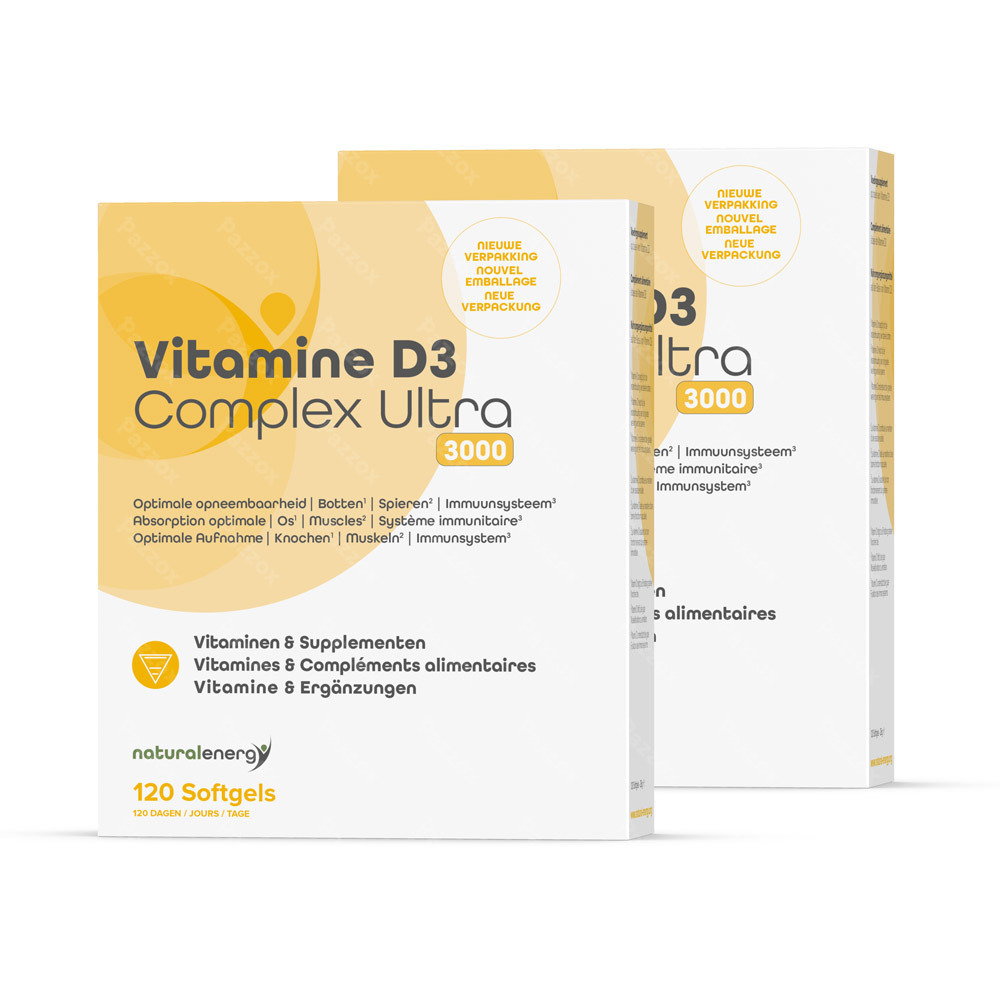 Natural Energy Vitamine D3 Complex Ultra 3000 IU 120 Parels 1+1 Gratis